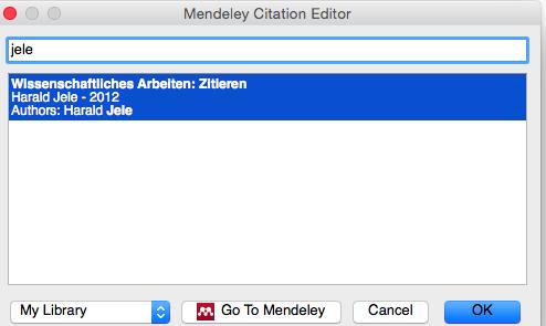 2 Insert citations Place the cursor at the position in the text where you want to insert the citation Click