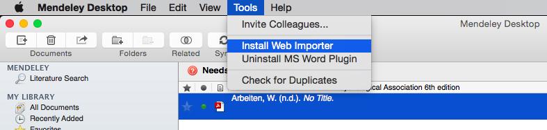 4 Web Importer With the Mendeley Web Importer it is possible to import bibliographical
