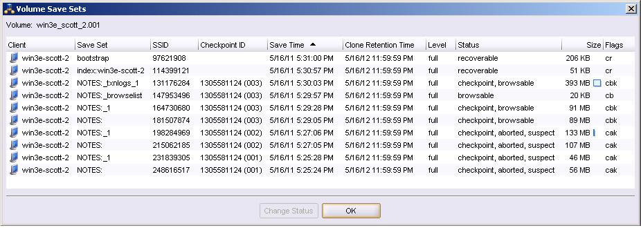 Backup Procedures Figure 5 Lotus restartable backup information in NMC Console The following mminfo query provides an example of Lotus restartable backup information in the media database.