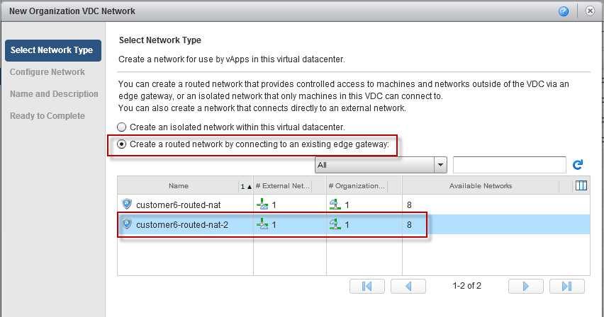 2. Select Create a routed network by connecting to an existing edge