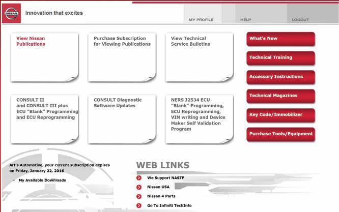 the Nissan Technical Information website, you
