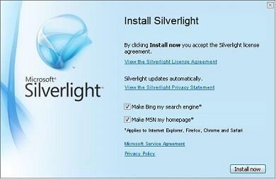 Click Install now to install Silverlight.