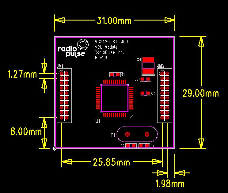 4.2. Module Dimension The following [Figure 3] shows the dimension of the MG2420-ST MCU module.