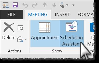 If the date and time have been determined, set the Start time: and End time: now. If date and time need to be determined, go to Scheduling Assistant instructions. 5.