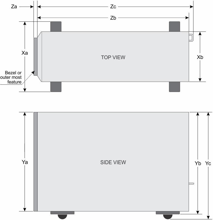 Chassis dimensions Figure 14. Details the dimensions of Dell PowerEdge T630 system Table 11.
