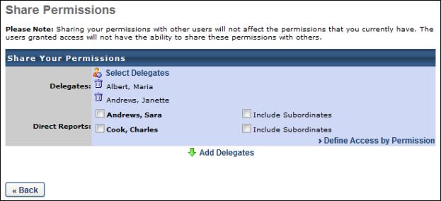 The manager can also filter the listed users to only their direct reports by selecting the Direct Reports Only option.
