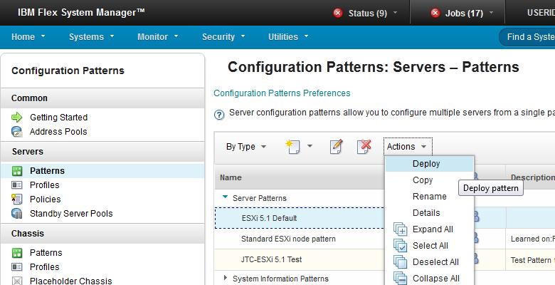 Figure 9: Server pattern deployment menu Finally, select the necessary server nodes and click the right-arrow button to add them to the list on the right side.