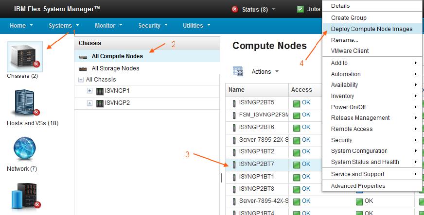 Server Node image deployment IBM Flex System Manager provides the capability to deploy compute node images to a compute node from the FSM user interface.