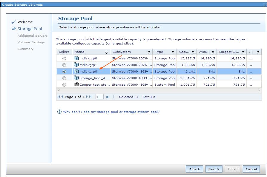 Figure 14: Storage pool selection Next, the option to add additional servers is displayed.