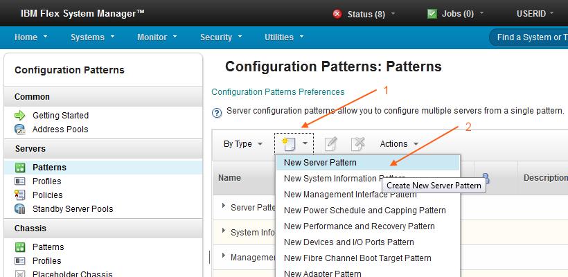 Figure 3: New Server Pattern menu option Server pattern creation is handled using a wizard. The wizard walks the user through each step of the customization process.