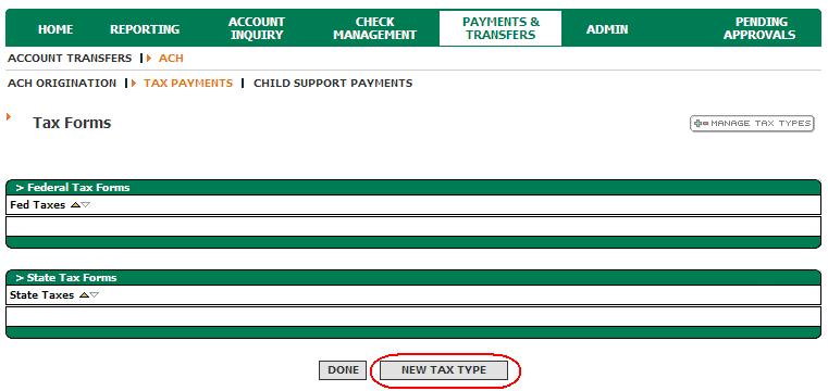 3. Select the federal tax type from the dropdown menu list you wish to add and click Add.