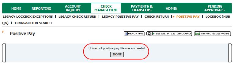 Within the Positive Pay Import Errors page, cl