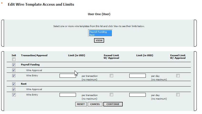 Select the appropriate level of access for the