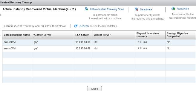 Restoring virtual machines Cleaning the recovery environment and releasing the NetBackup resources 85 Cleaning the recovery environment and releasing the NetBackup resources Use this screen to