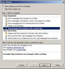 How to flag e-mail Go to Tools Rules and Alerts then click