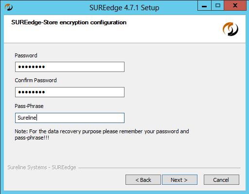 The following screen will appear only if Enable Data Encryption was enabled on the previous screen: This information is used for the encryption and decryption of image data that is stored and