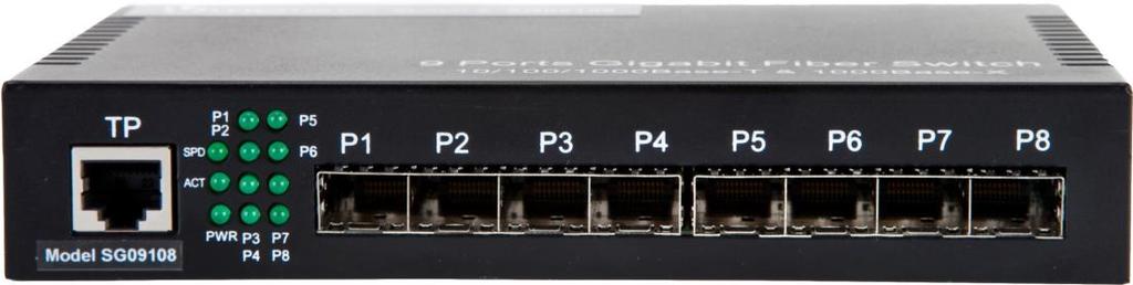 1.Overview The 9-Port 10/100/1000Base Switch supports one 10/100/1000Base copper port and eight 1000Base fiber optic SFP slots.
