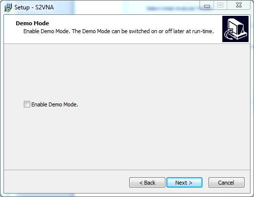 Fig. 4: Enabling demo mode in S2VNA series software.