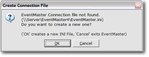 7. Connecting to the EventMaster4 PLUS! Database This will create the default connection to your EventMaster4 PLUS! database. You will only have to do this once, from any one workstation.