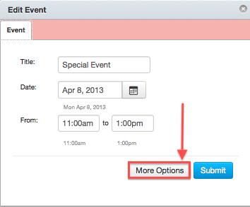Options button, you will be able to add information to the Calendar Event 1 2 3 Step : Use the Rich Content Editor