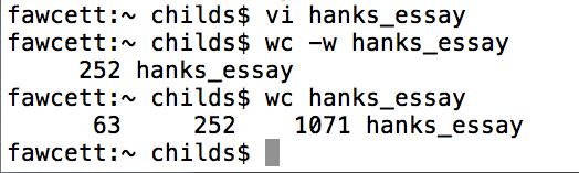 Unix command: wc (word count) (63 =
