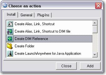 Working with Collaboration Choose an Action dialog box Adding a Create DIM Reference action. 4 In the DIM Reference customizer, click Choose DIM Reference.