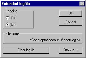 Clearing the extended logfile 1 From the Configure menu, choose Logfile. The Extended logfile dialog box appears. 3276-144 [39] Extended logfile dialog box 2 Choose the Clear logfile button.