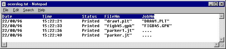 Extended logfile The extended logfile is a text file, which you can open using a standard text editor, such as Microsoft Notepad. A partial view of a logfile is shown below.