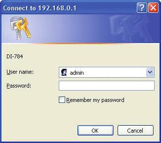 Type admin for the username and leave the password