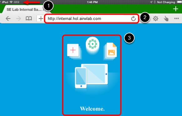 Access the Internal Website with Dolphin Browser. 1. The application will launch and you will see the VPN icon appear indicating the connection is active. 2. Enter the URL "internal.hol.airwlab.