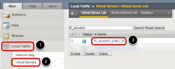 Configure Advanced Settings of the Virtual Server 1.