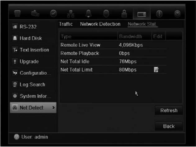 Chapter 12: Network settings 2. Select the Network Stat tab. 3. Under Net total limit, enter a bandwidth limit value.