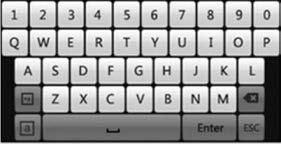 Chapter 4: Operating instructions Figure 11: The soft keyboard Description of the keys in the virtual keyboard: Switch to lowercase/uppercase Space Exit the soft keyboard Alphanumeric characters