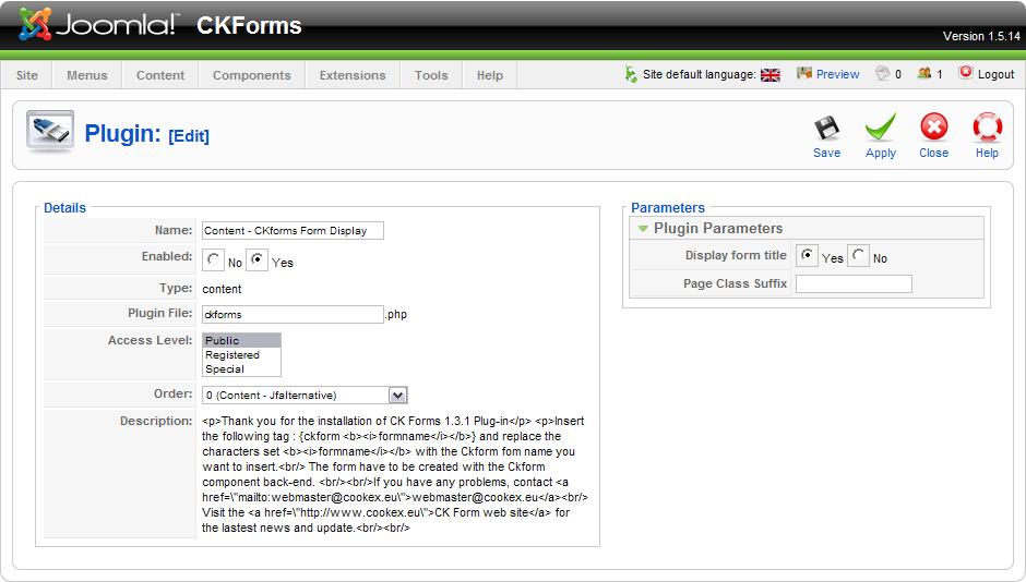 B Insert a form in an article To insert a form in an article you must have installed