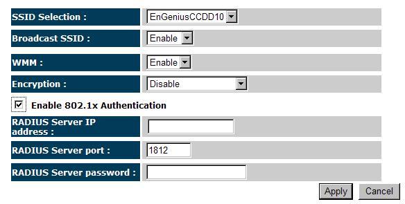 IEEE 802.1x is an authentication protocol. Every user must use a valid account to login to this Access Point before accessing the wireless LAN.