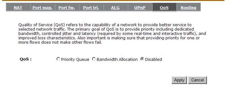 Policy: Specify the policy the QoS, Min option will reserve the selected data rate in QoS queue.