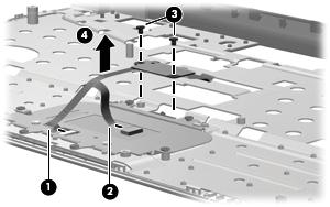TouchPad on/off button board and board bracket Description Before removing the TouchPad on/off button board, follow these steps: Spare Parts Number TouchPad board bracket 489119-001 TouchPad on/off