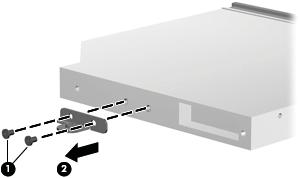 Grasp the bezel and slide the optical drive 3 out of the computer. 5. If it is necessary to replace the optical drive bracket, position the optical drive with the rear toward you. 6.