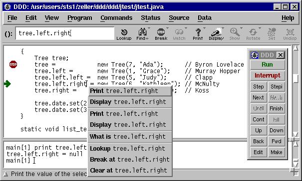 console. Note that the value is also shown in the status line. As a shorter alternative, you can simply press mouse button 3 on the variable name and select the Print item from the popup menu.