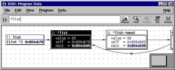 can use the graphical data display in the data window. The data window holds displays showing names and the values of variables. The display is updated each time the program stops.
