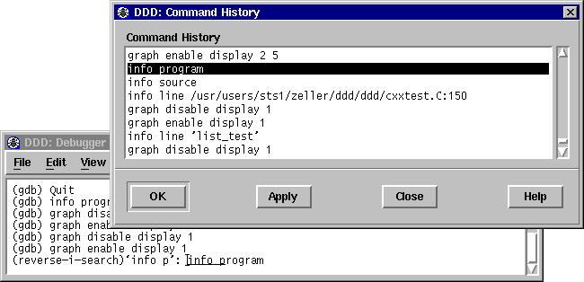 ENTERING COMMANDS In the debugger console, you can interact with the command interface of the inferior debugger.