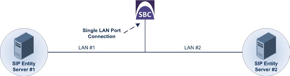 SBC Architecture Options & Configuration Examples Topology: E-SBC Logical Network Interface Connection: The E-SBC communicates with the SIP entity servers using a single IP network interface.