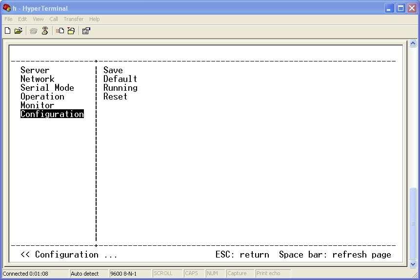 Access the Configuration screen by tabbing through the list of screens on the left side of the window and