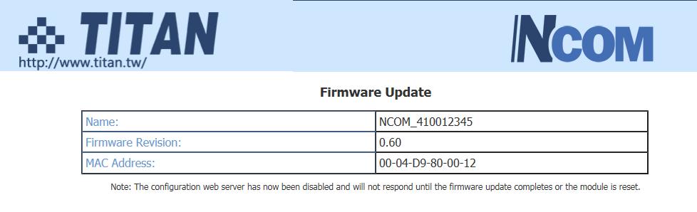 Under the web console interface, select FIRMWARE UPDATE and click Update to enable the firmware update interface to upgrade to a new firmware.