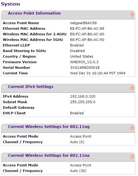 View System Information You can view a summary of the current access point configuration settings, including current IP settings and current wireless settings.