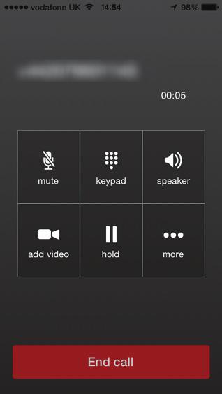 9. AUDIO & VIDEO CALLS. 9.4 Handling An Established Call. When you re in the middle of a conversation, you can do the following from the in-call screen: End a call.