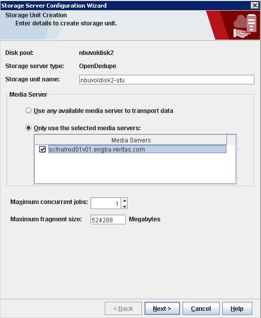 Configuring Veritas Access backup over S3 with OpenDedup and NetBackup Creating an OST disk pool and STU in the NetBackup console 26 8 Finish the wizard entries and select Create a storage unit using