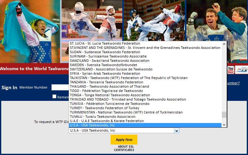 New member WTF Licence Registration 1 New Member chooses USA Taekwondo IMPT: