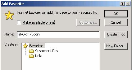 browser. This opens the Add Favorite dialog box. 2.