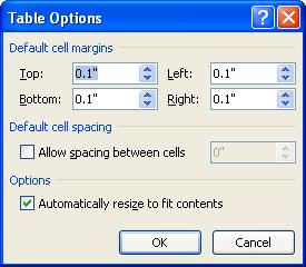 spacing Adjust white space inside of cells (margins) and the spacing between cells 17